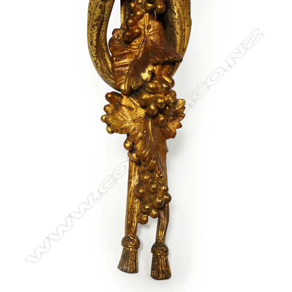 An early 20thC French gilded bronze wall sconce in the form of budding branches held together by a bow, two light branches. Requires rewiring. 330 x 570mm. Image 1++