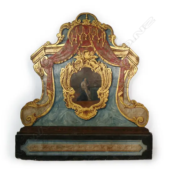 A 19thC religious large shaped painted panel,