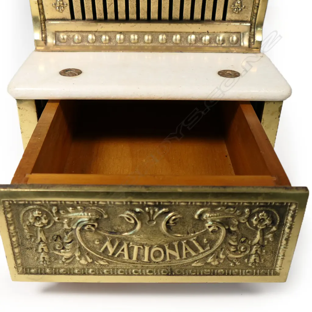 An early 20thC 'National' gilt metal small fancy cash register, Image 1++