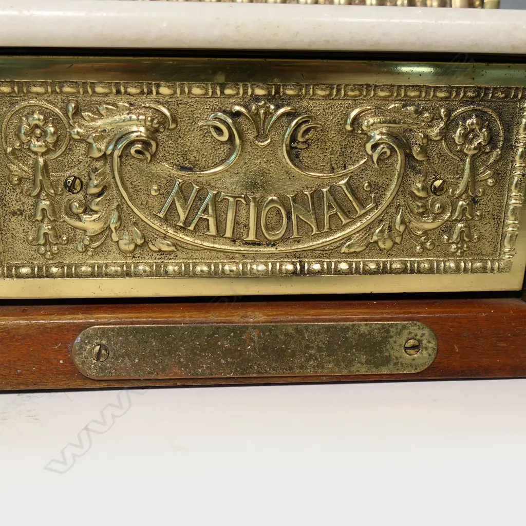 An early 20thC 'National' gilt metal small fancy cash register, Image 1++