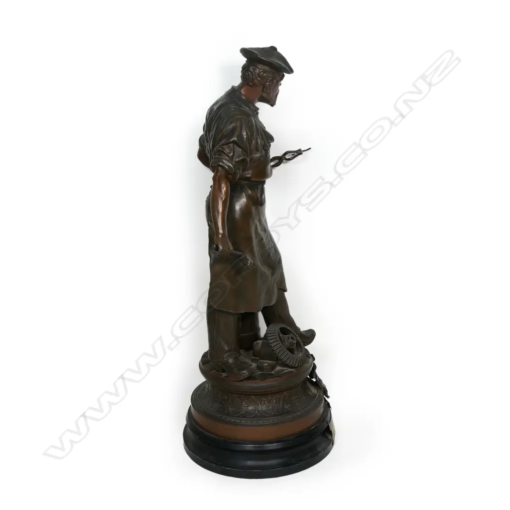 A 19thC German figurative sculpture of 'The Blacksmith' entitled 'Industry’, Image 1++