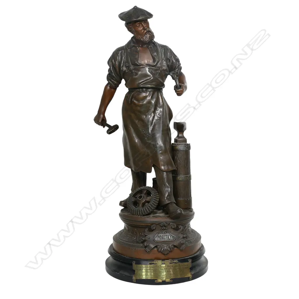 A 19thC German figurative sculpture of 'The Blacksmith' entitled 'Industry’, Image 1++