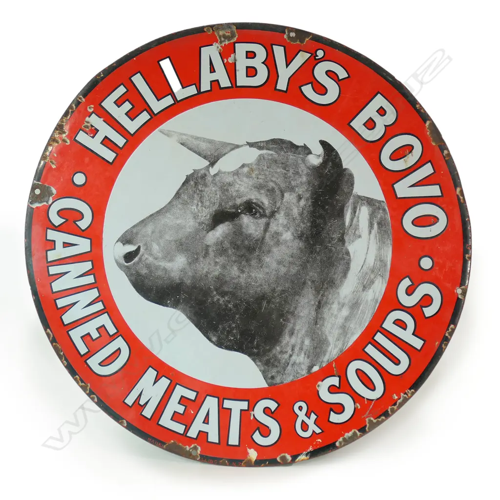 A vintage enameled tin sign, Image 1++