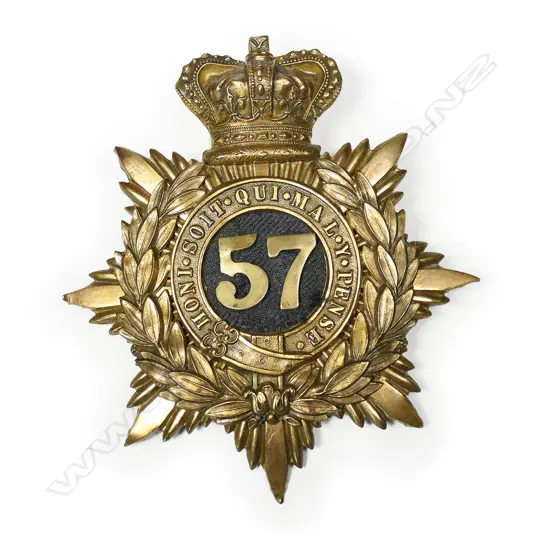The 57th (West Middlesex Regiment) Victorian Other Ranks Blue Cloth Helmet plate,
