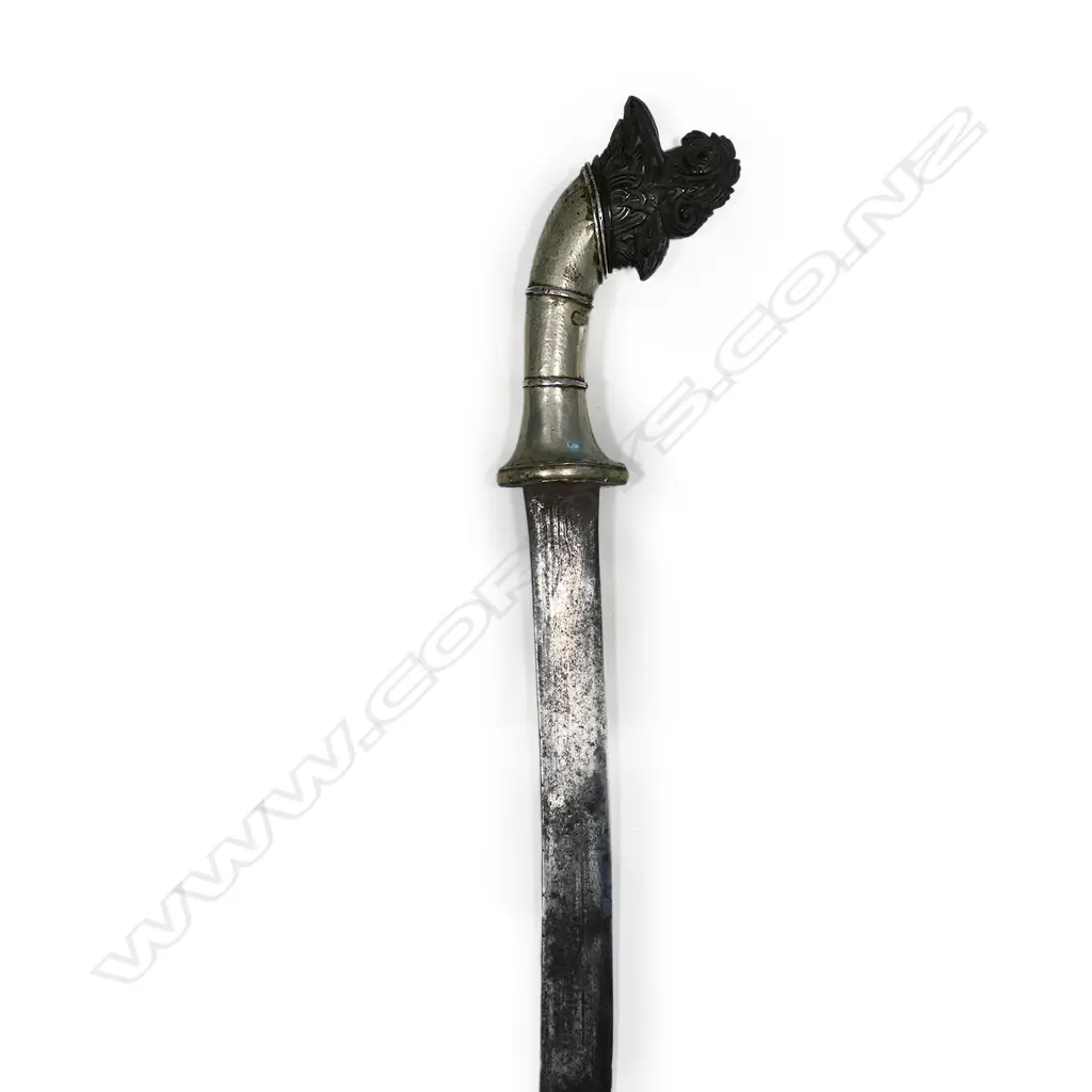 A Javanese sword, with hilt and scabbard covered in white metal, Image 1++