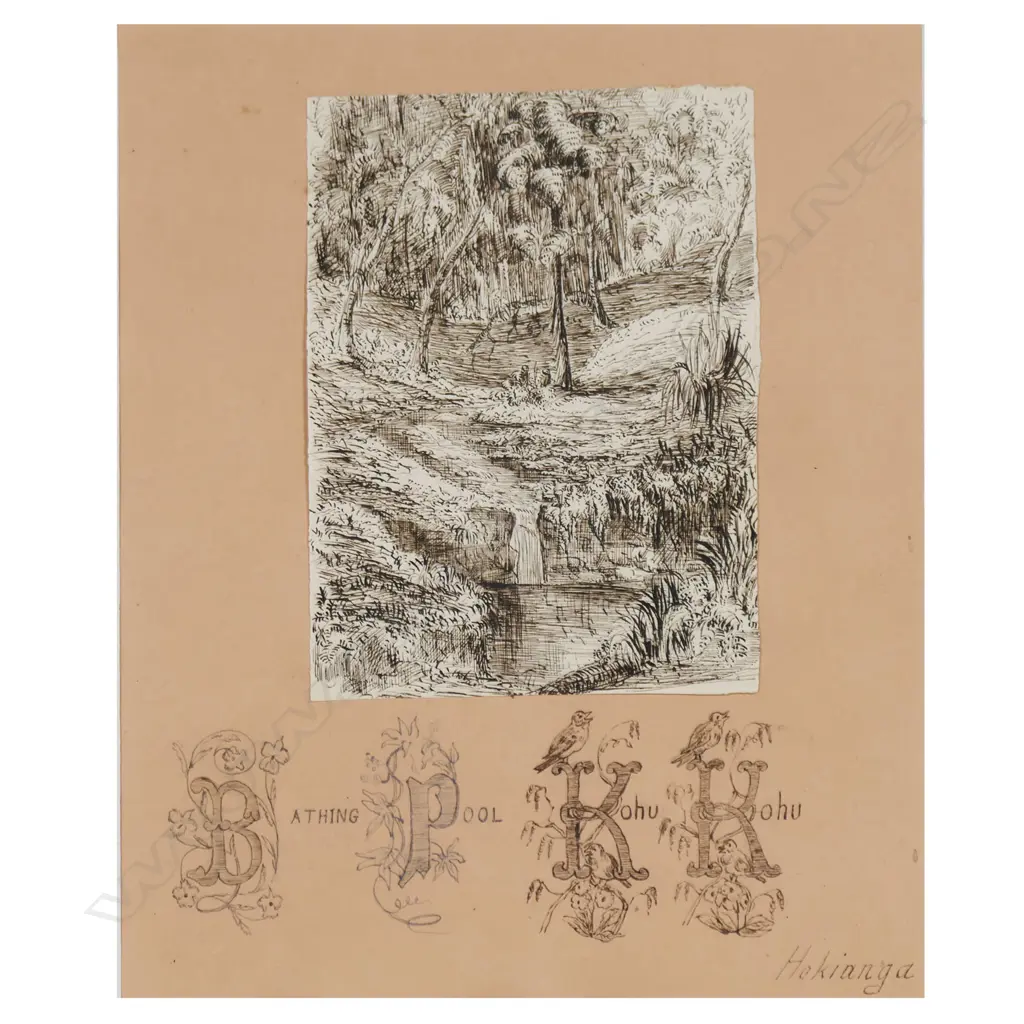 Artist unknown 'Bathing Pool Kohu Kohu' Hokianga, Image 1++