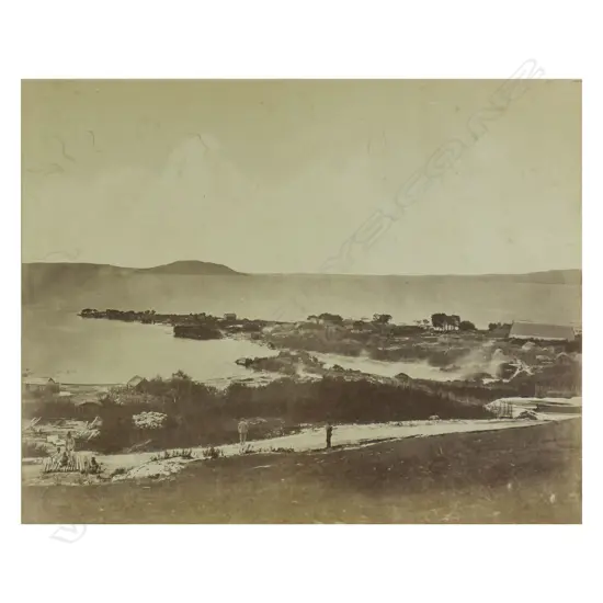 George Valentine (1852-1890) 19thC photograph of Ohinemutu and Mokoia Island,