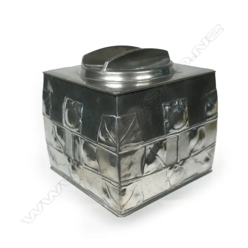 A Liberty & Co. Archibald Knox designed pewter biscuit box, Image 1++