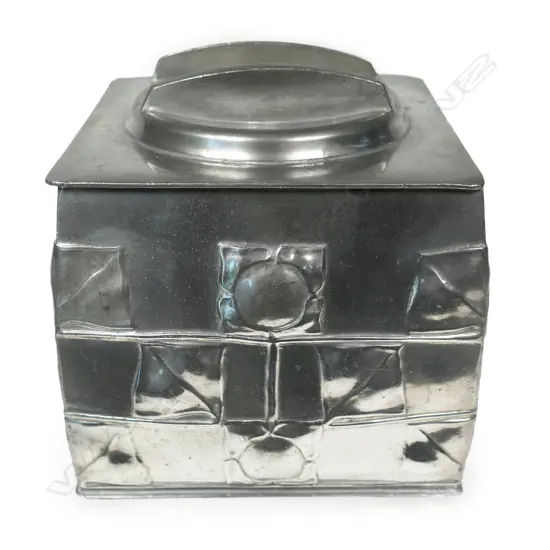 A Liberty & Co. Archibald Knox designed pewter biscuit box,