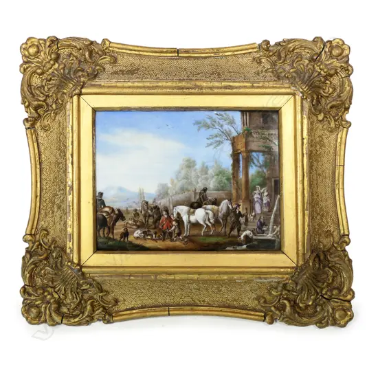 An 18thC painted plaque,