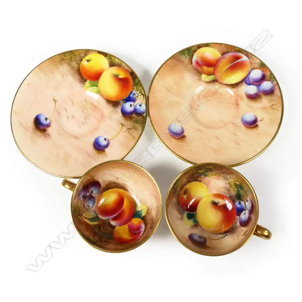A Royal Worcester fruit hand painted miniature coffee set, Image 1++