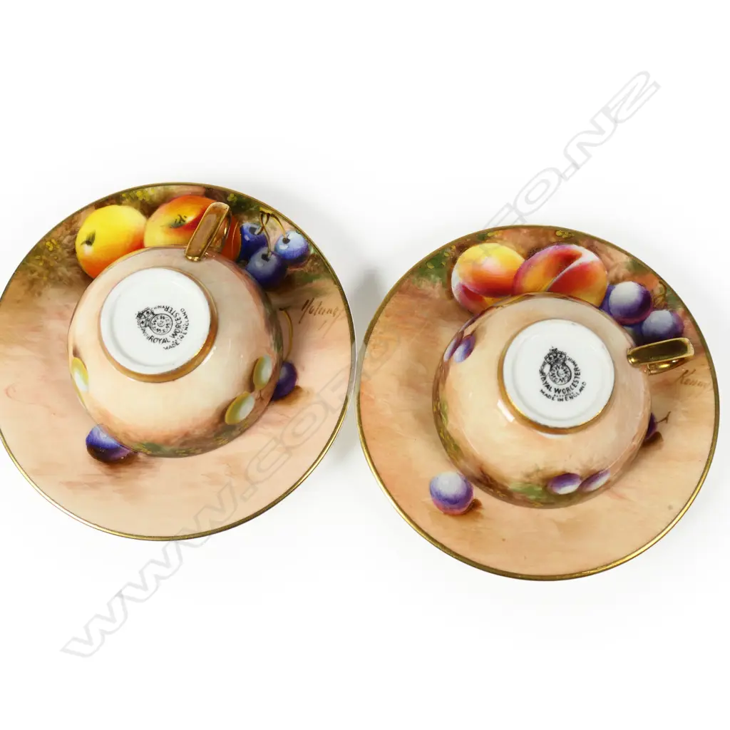 A Royal Worcester fruit hand painted miniature coffee set, Image 1++