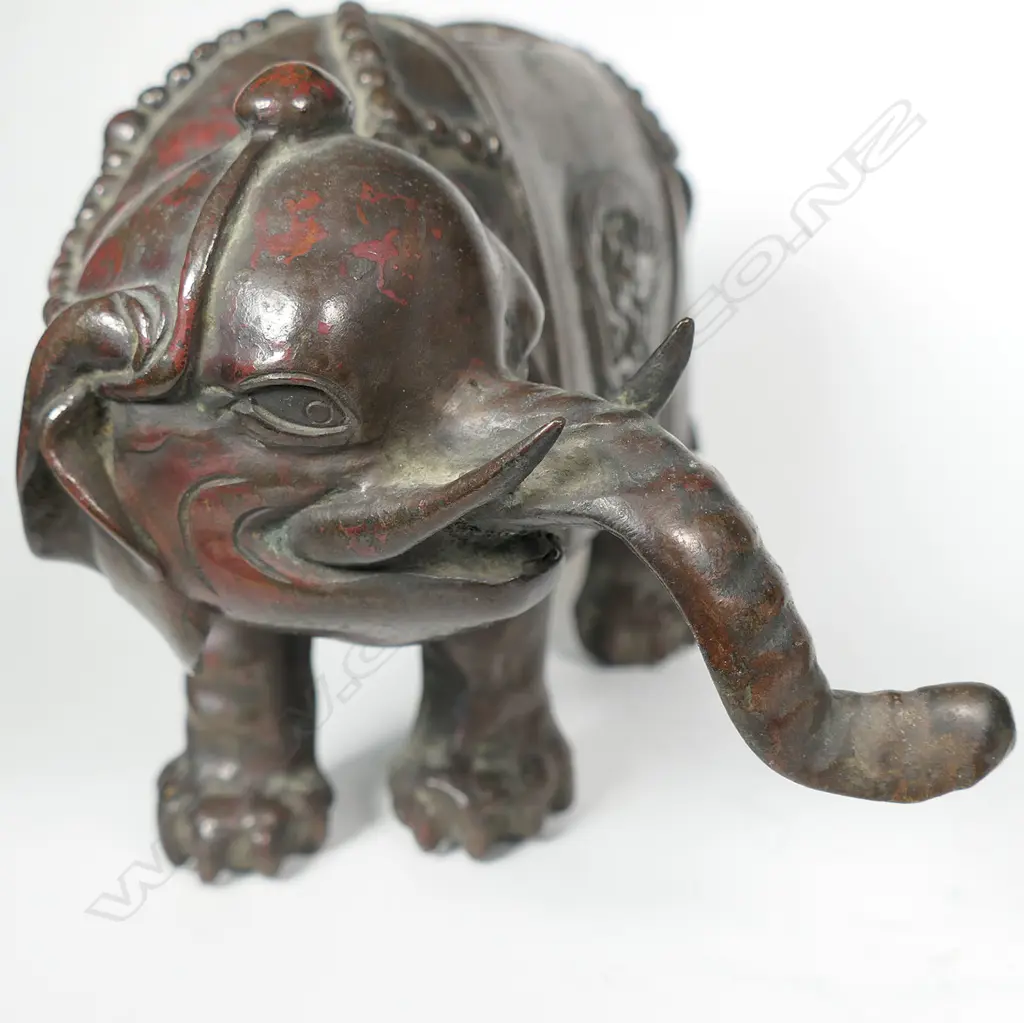 A Chinese bronze elephant with rider, Image 1++