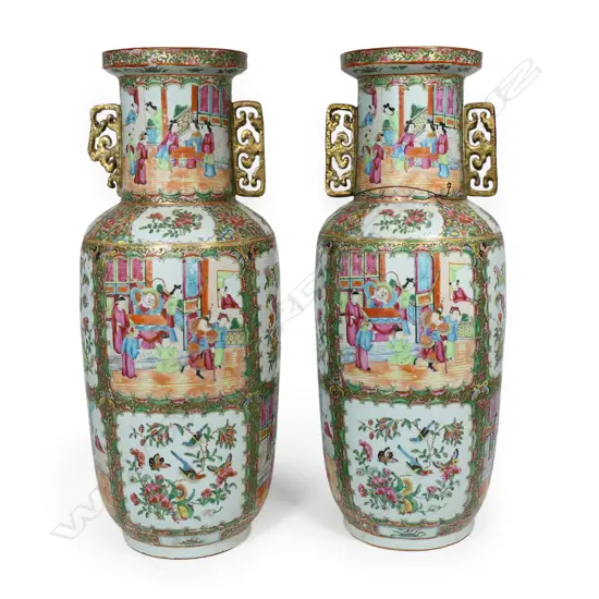 A pair of impressive Chinese famille rose floor vases,