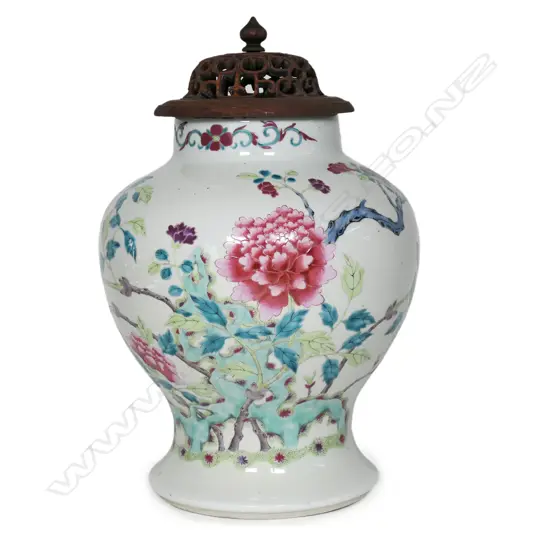 A 19thC Chinese famille rose temple jar,