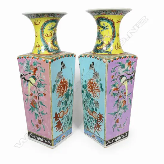 A pair of Nyonya style vases,