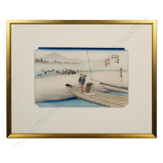 A 19thC Japanese Utagawa Hiroshige wood block print,