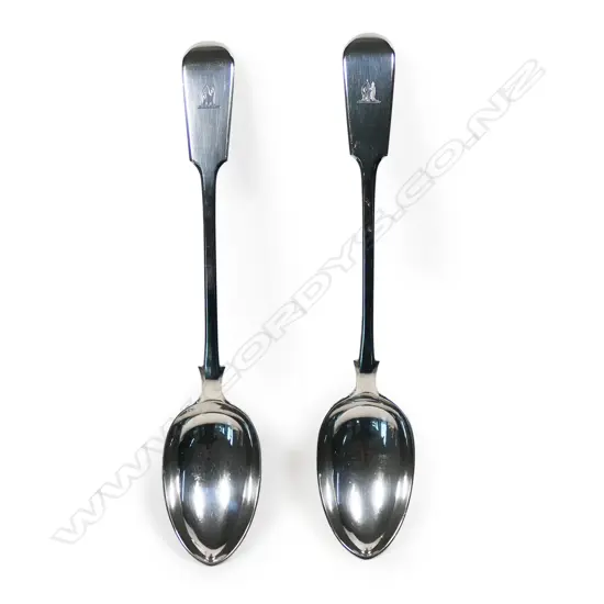 A pair of large and exceptional Victorian silver pie spoons,