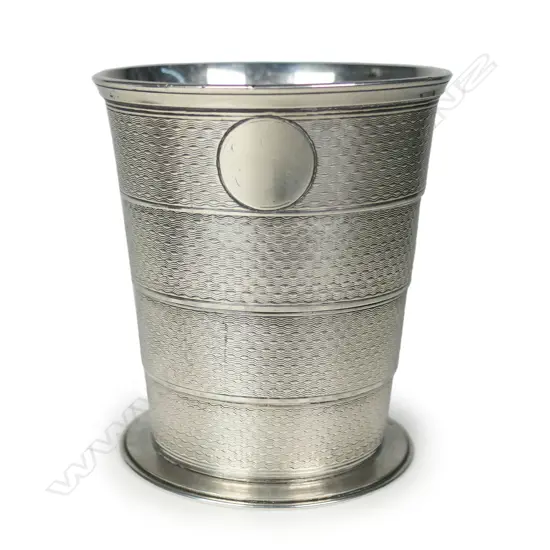 A Victorian silver expandable travelling cup,