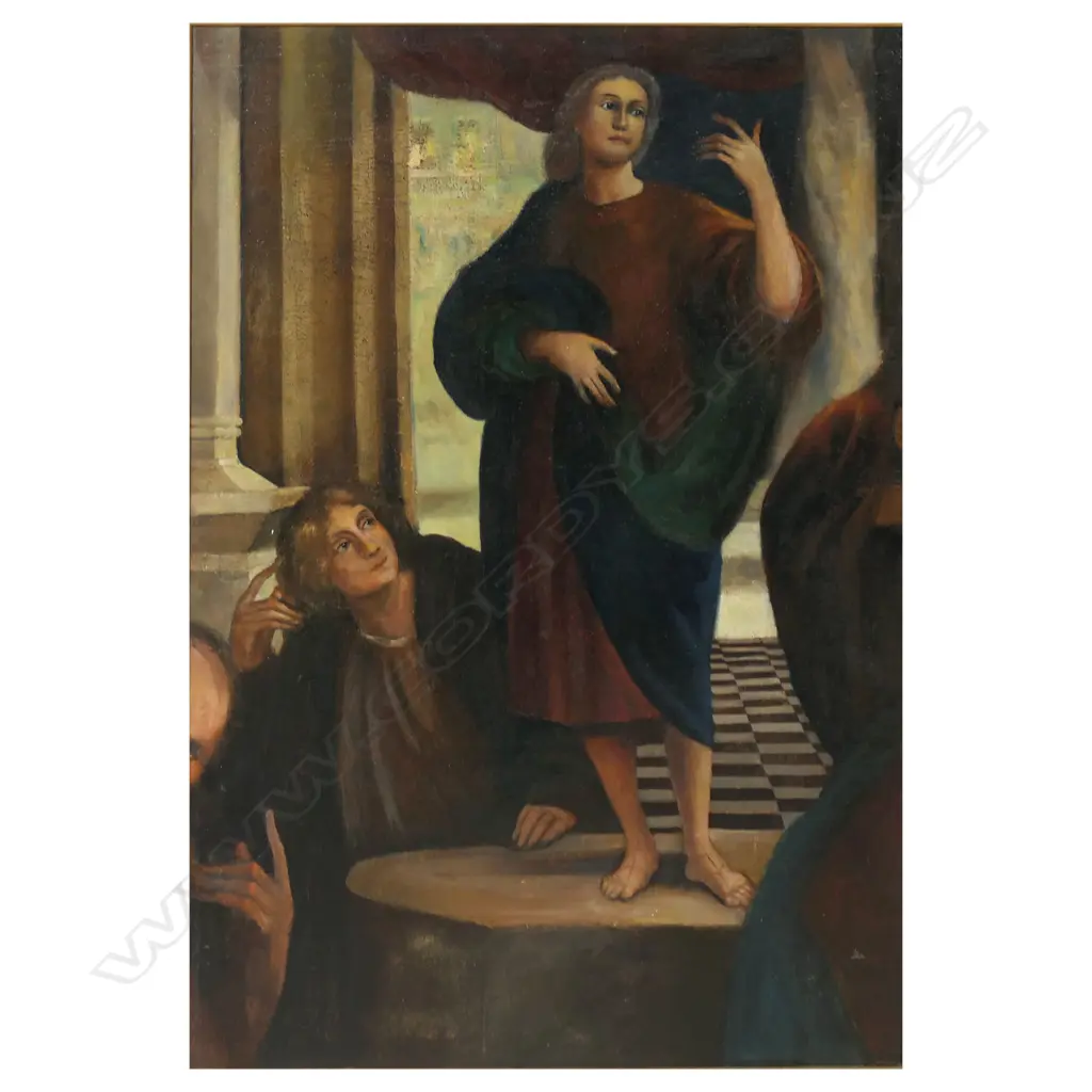 Early 20thC artist unknown 'Religious Philosophy' triptych, Image 1++