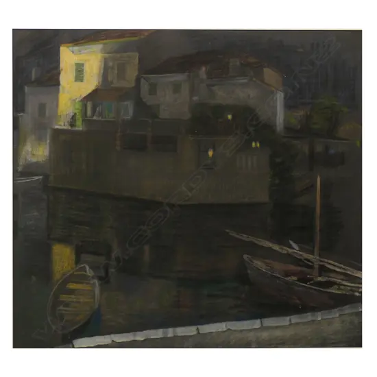 John Weeks (1888-1965) Boats in Moonlight -  pastel on paper. 505 x 550mm. Provenance: with Webb's, The Peter O'Connor Collection of Works by John Weeks, 2005.