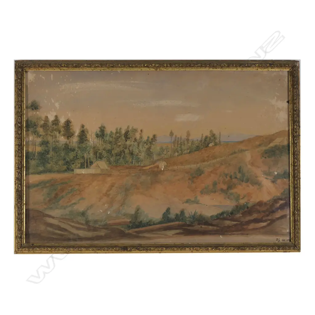 Sarah Greenwood (1809-1889) ' View in Brooklyn Valley (Motueka) from verandah' Image 1++