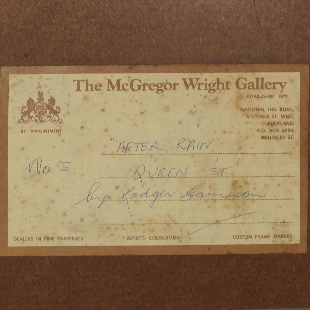 Rodger Harrison (NZ 1931-) 'After Rain Queen Street', Image 1++