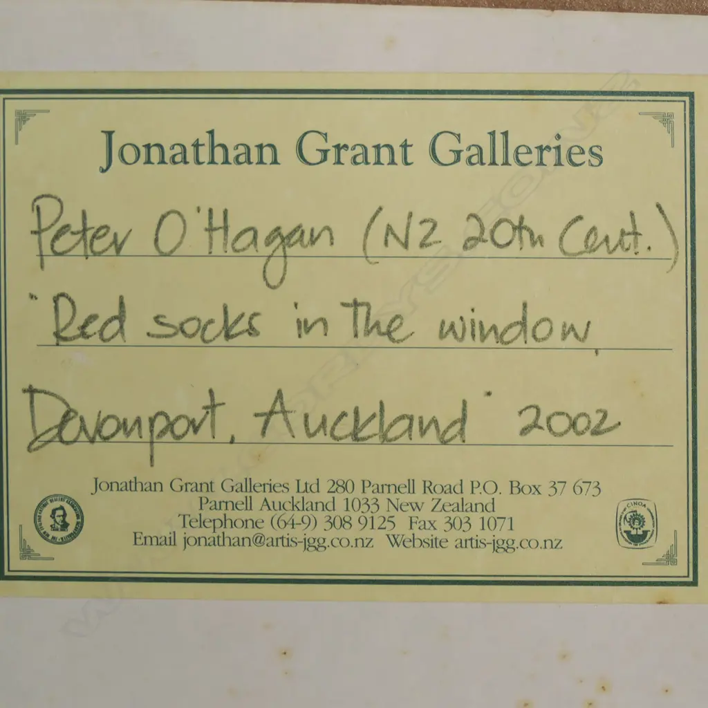 Peter O'Hagan (1942-2002) 'Red Socks in the Window Devonport, Auckland', watercolour and gouache on paper, signed and dated 2003. Labelled and entitled verso. 460 x 500mm. Image 1++