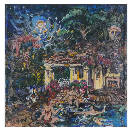 Peter O'Hagan (1942-2002) 'Night: By the Pool of Anne Bartley Burton, a Fine Dampierre Champagne',