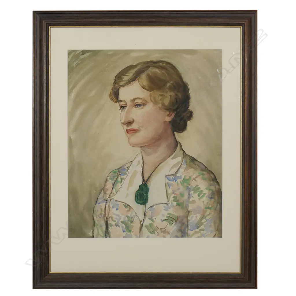 Maud Burge (1865-1957) attributed, Portrait of a Woman Wearing a Hei Tiki, Image 1++