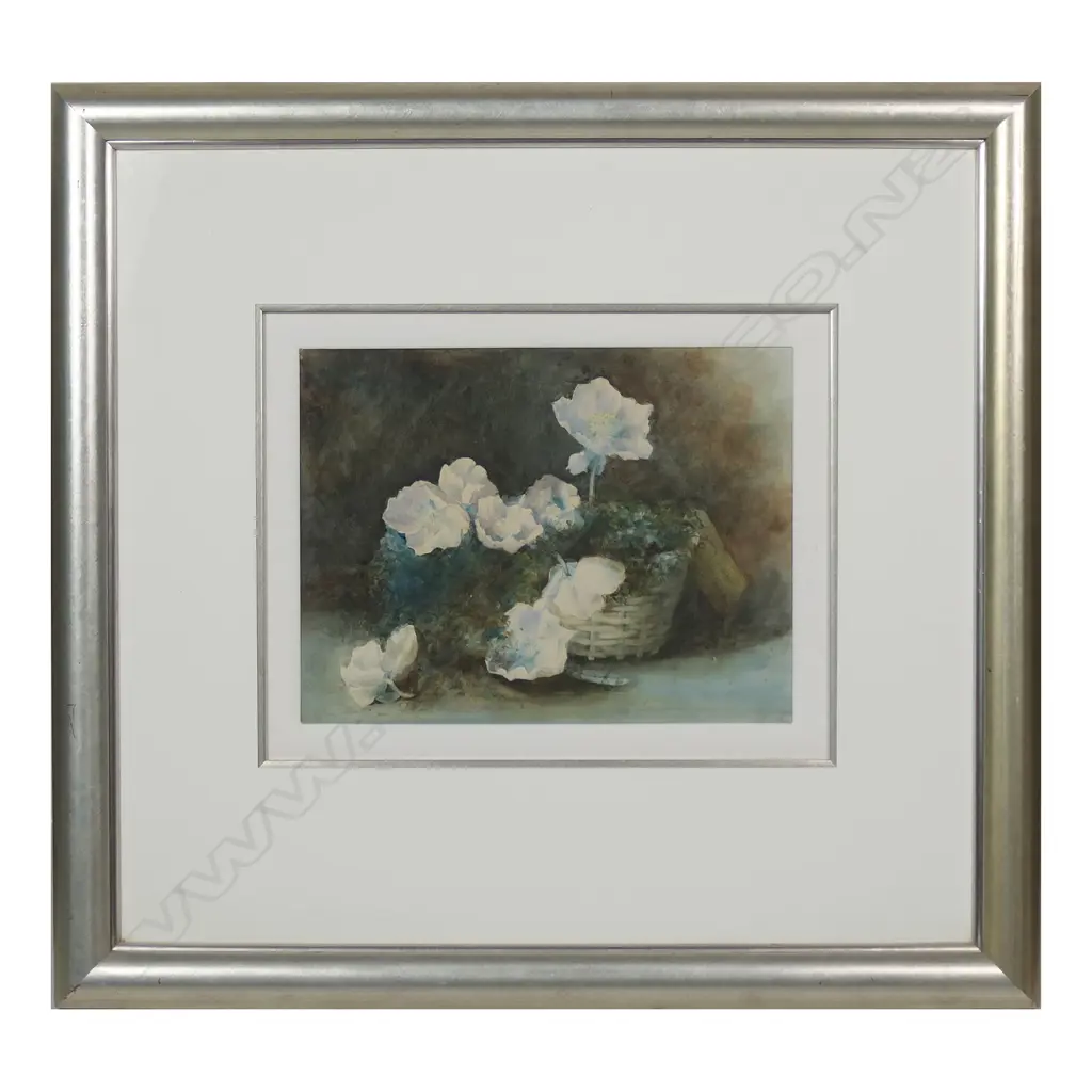 Attributed Margaret Olrog Stoddart (1865-1934) untitled still life hellebores in basket, Image 1++