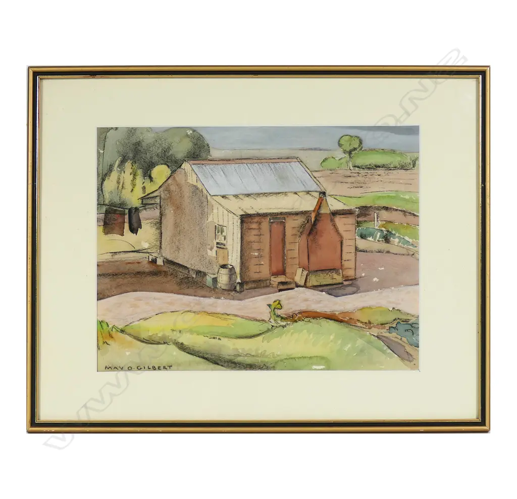 May O Gilbert (NZ 1902-1977) Rural Cottage, Image 1++