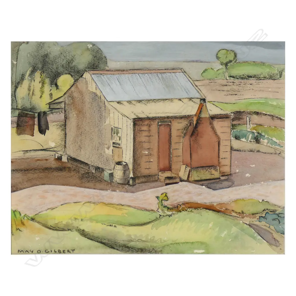 May O Gilbert (NZ 1902-1977) Rural Cottage, Image 1++