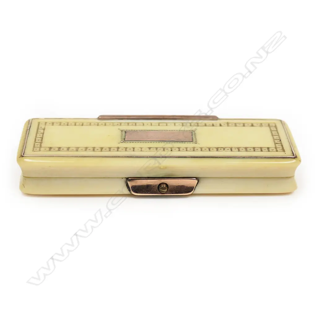 A 19thC ivory and rose gold toothpick holder, Image 1++