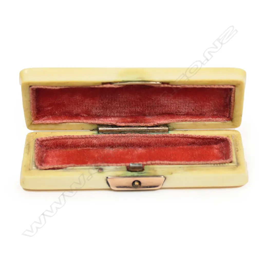 A 19thC ivory and rose gold toothpick holder, Image 1++