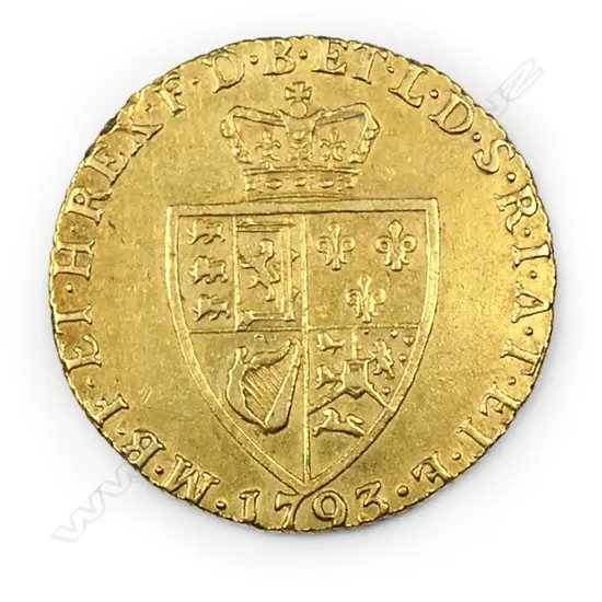 A George III 1793 22ct gold guinea coin,
