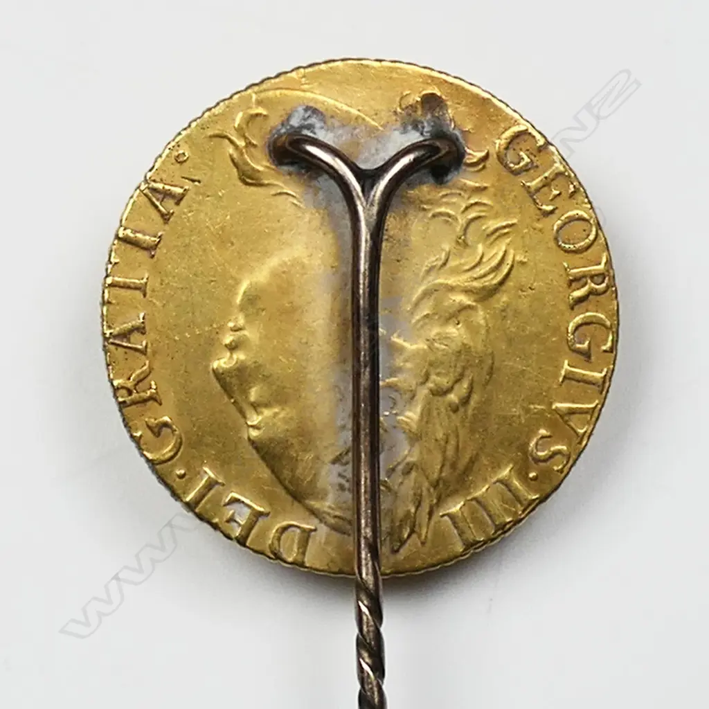 A 1786 George III 22ct gold guinea coin mounted as a stick pin, Image 1++