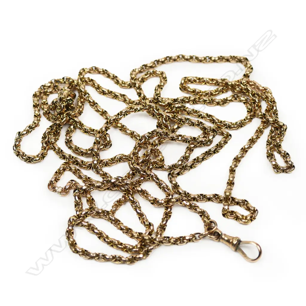 A c.1900 9ct rose gold muff chain, Image 1++