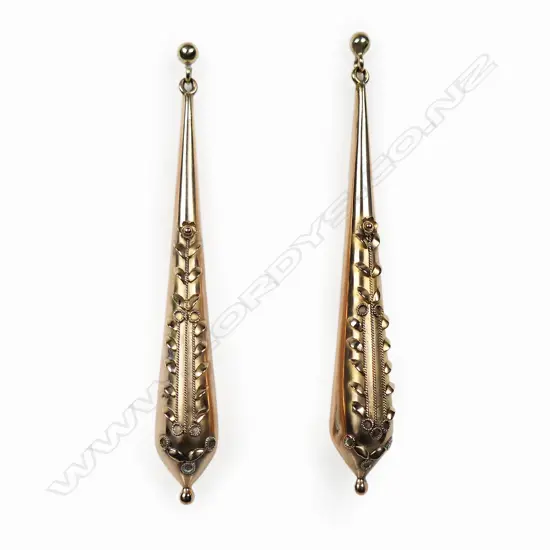 A pair of Victorian 9ct rose gold earrings,