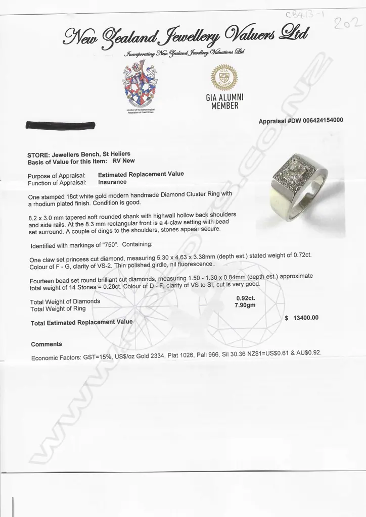 An 18ct white gold and diamond dress ring - a 0.72ct princess cut diamond (Colour F-G, Clarity VS-2), claw set and surrounded by fourteen round brilliant cut diamonds (Colour D-F, Clarity VS-S1), bead set in a flat panel mount, wide tapering shank. TDW. 0.92ct. Ring size K. Valuation available. Image 1++