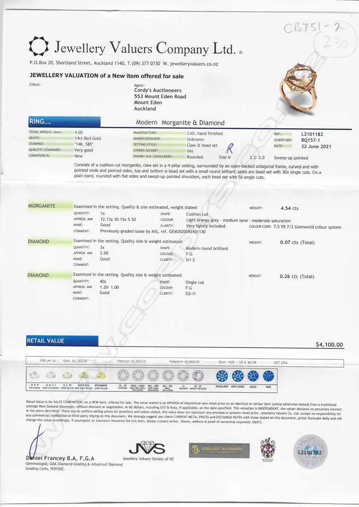 A 14ct rose gold morganite and diamond dress ring, Image 1++