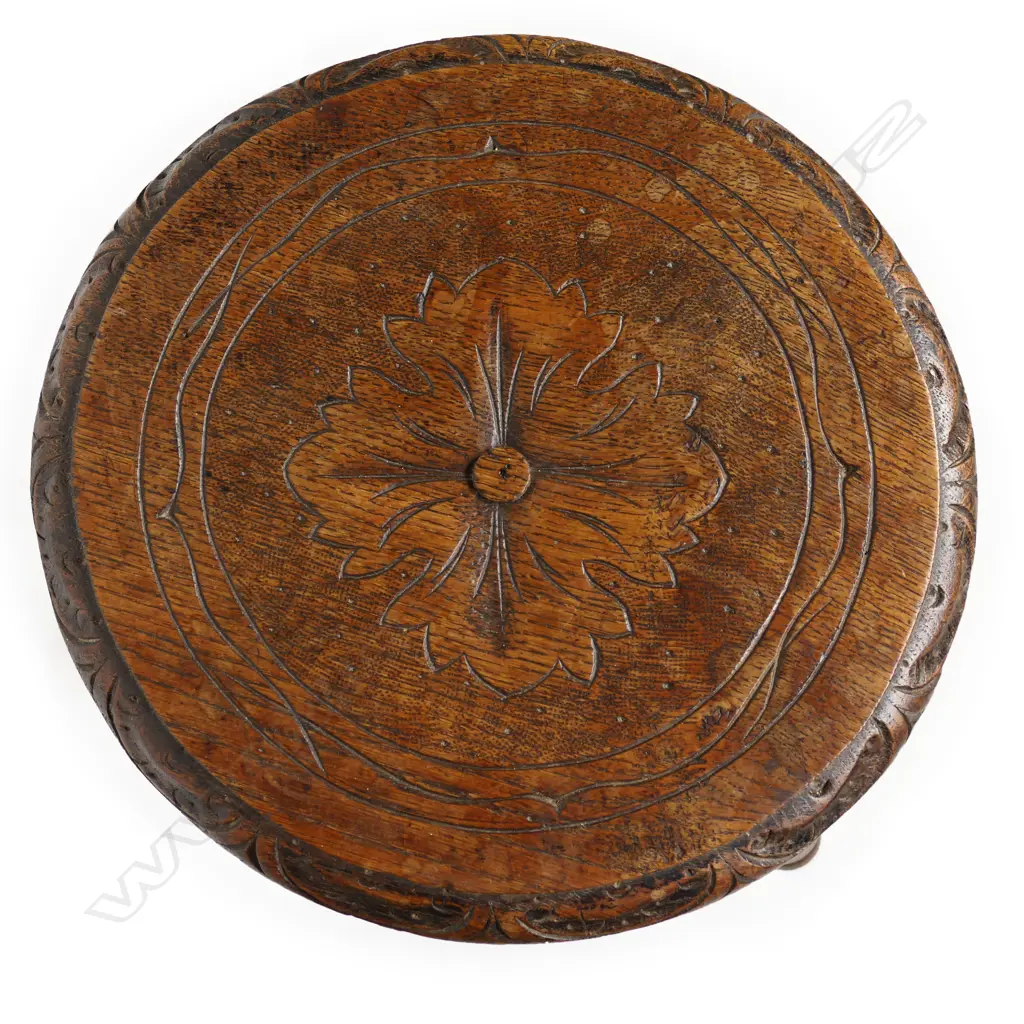 A pair of vintage oak barley twist stools, Image 1++