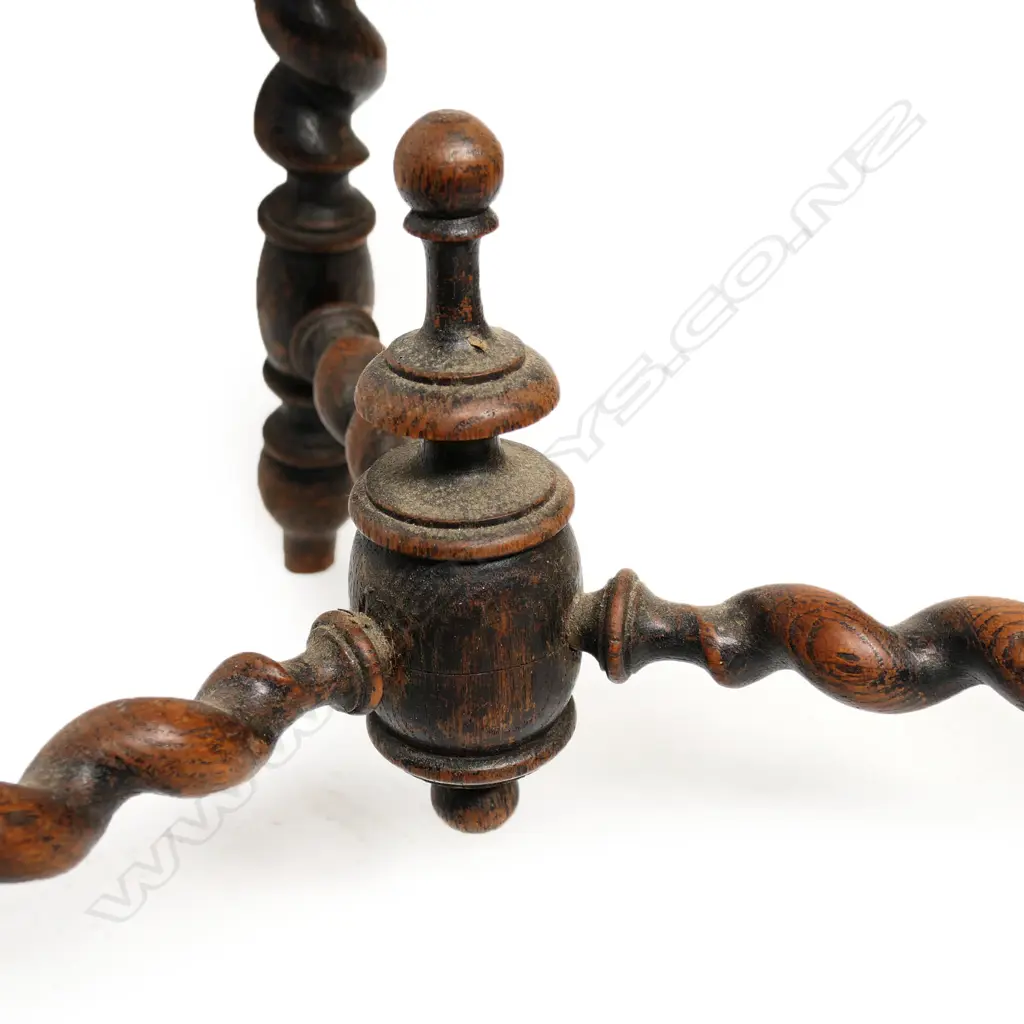 A pair of vintage oak barley twist stools, Image 1++