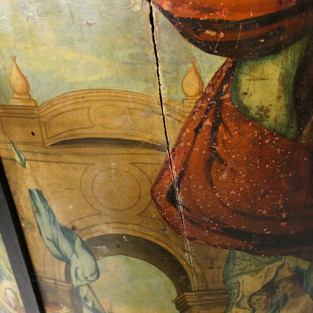 An 18thC Dutch corner cabinet, Image 1++