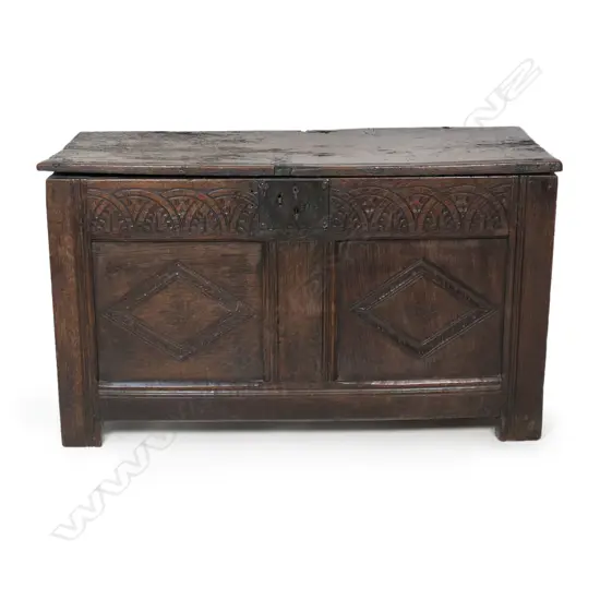An 18thC oak coffer,