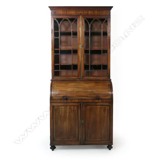 A Georgian mahogany bookcase bureau,