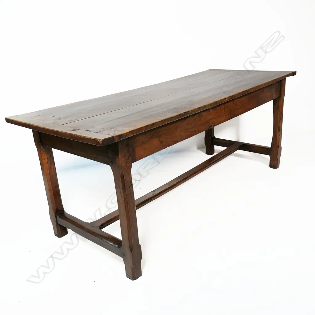 A French provincial fruitwood refectory dining table, Image 1++