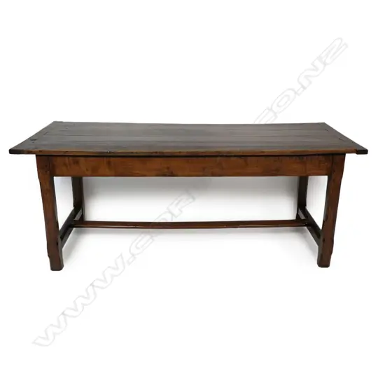 A French provincial fruitwood refectory dining table,