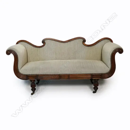 A Regency scroll arm settee,