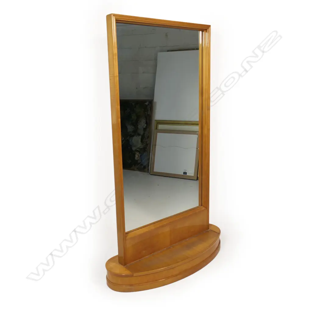 A large French Art Deco Cheval Mirror on oval plinth, Image 1++